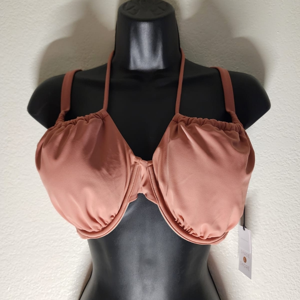 Bikini swimsuit top tie front pink size 38DD
